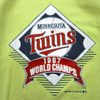 USA製 80年代 BASSETT-WALKER MLB スウェット L イエロー コットン MINNESOTA TWINS