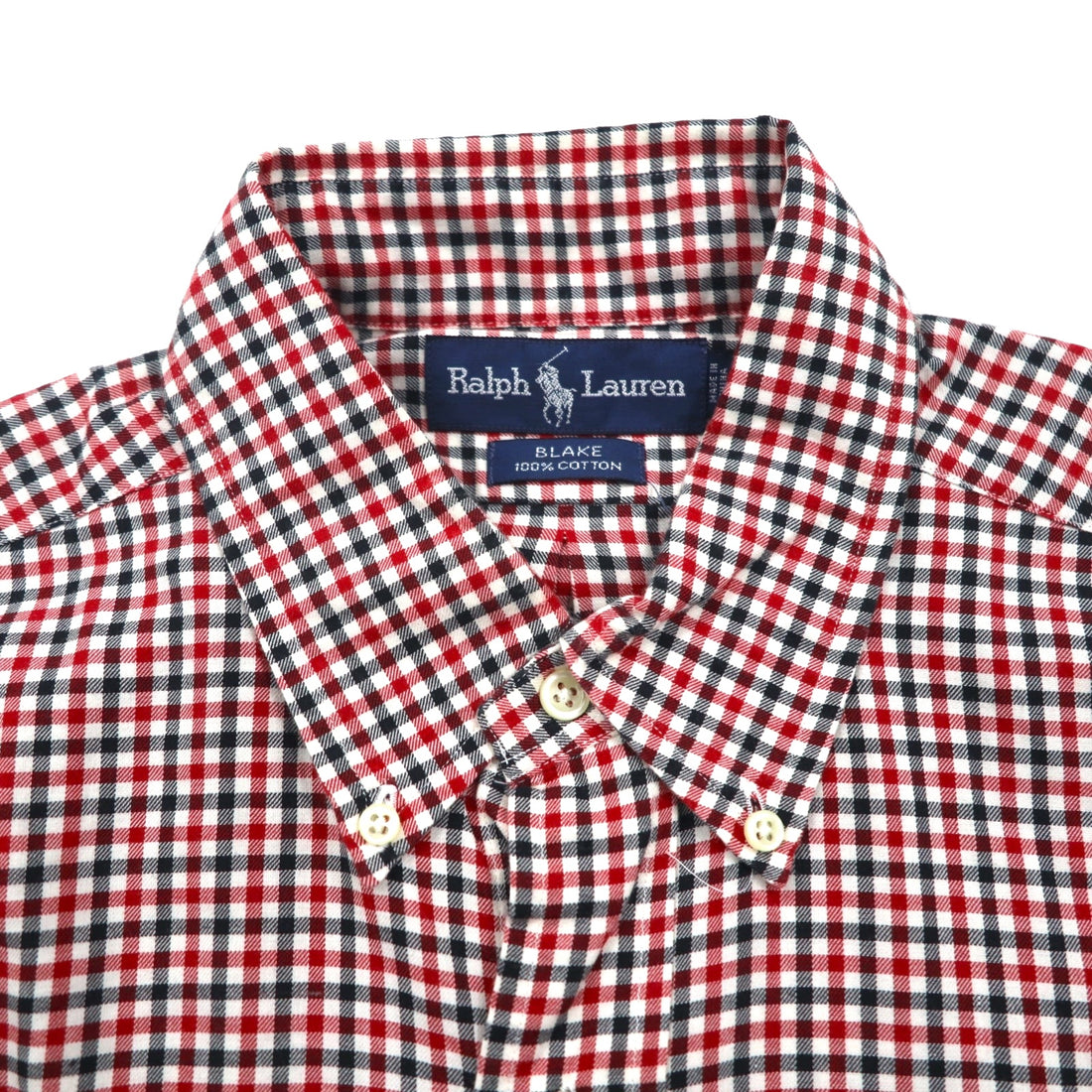 Ralph Lauren 90s Button-Down Shirt, Size L, Red, Blake, Gingham Check, Small Pony Embroidery