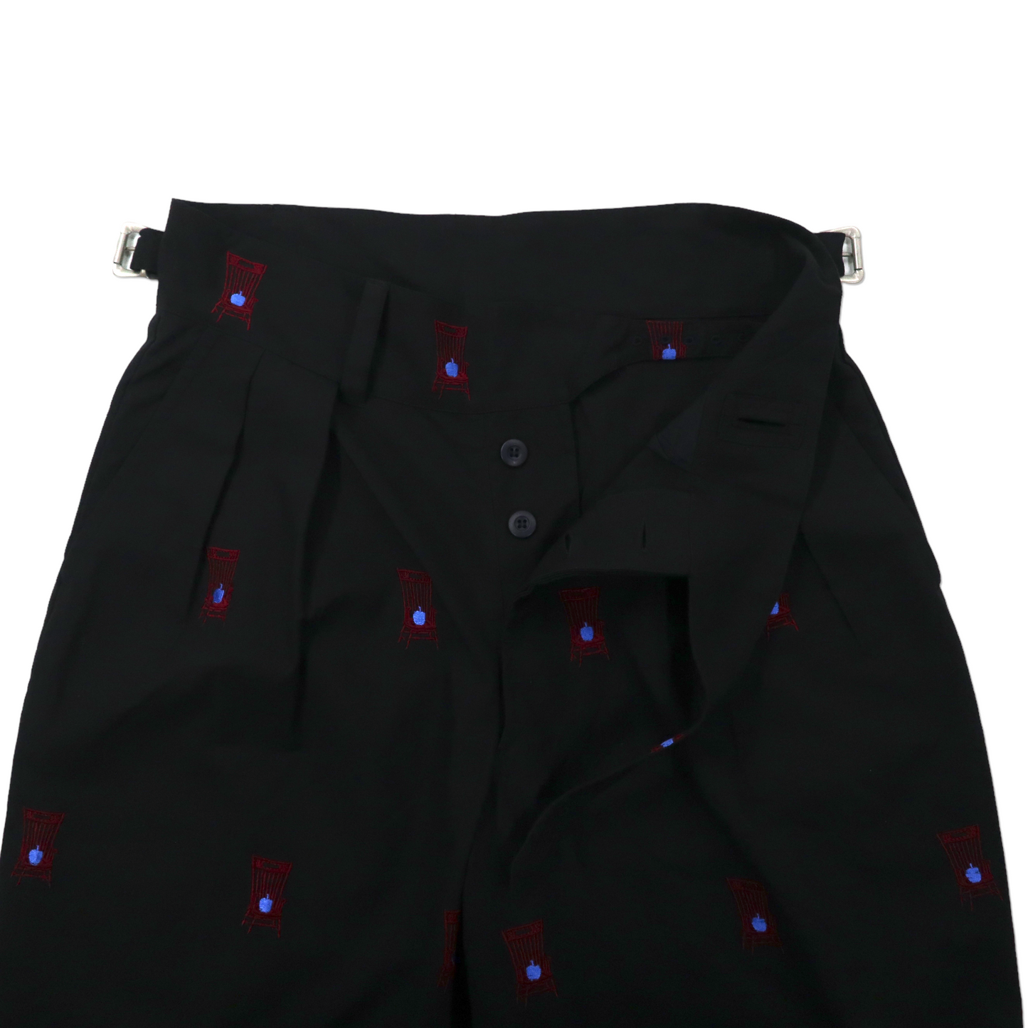 LEH Khadi GURKHA PANTS SLACKS M Black Embroidery PATTERNED