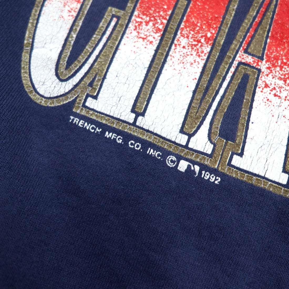 Made in Canada 90s FRUIT OF THE LOOM Baseball Print Sweatshirt XL Navy Cotton WORLD CHAMPS
