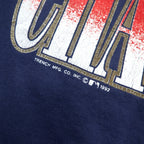 Made in Canada 90s FRUIT OF THE LOOM Baseball Print Sweatshirt XL Navy Cotton WORLD CHAMPS