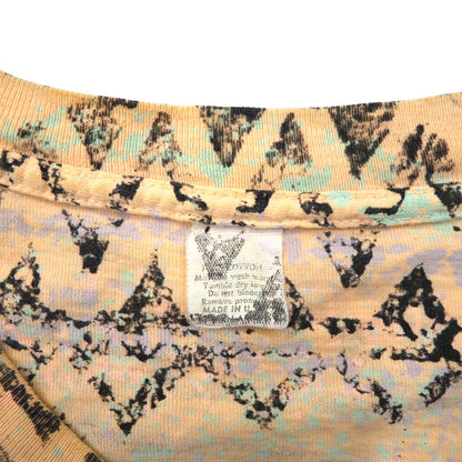 '90s USA-made Yaga Rugz' single-stitch vintage T-shirt, size 2XL, pink, all-over Native American print