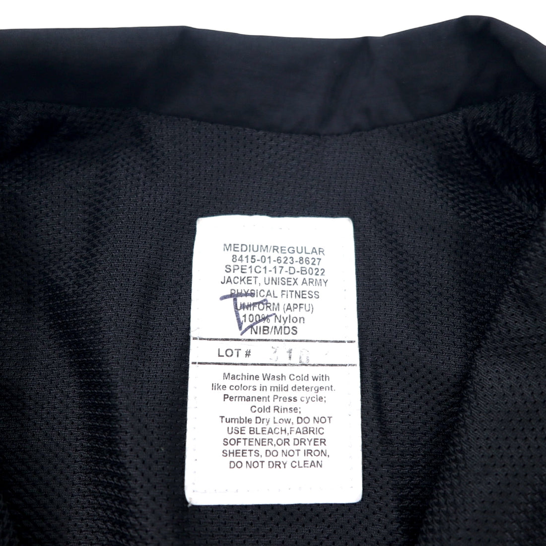 US ARMY APFU Training Jacket M Black Nylon Military 8415-01-623-8627