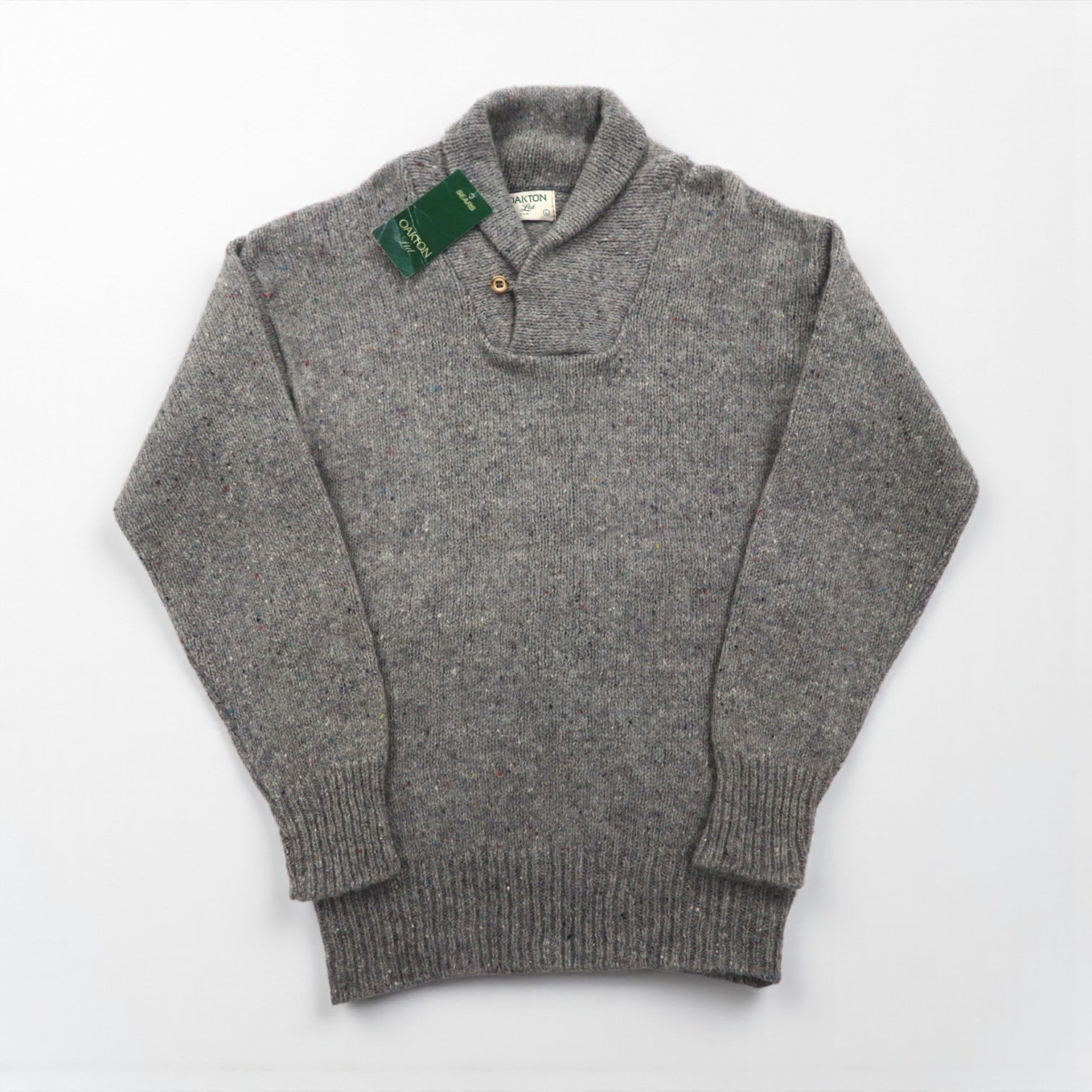 Sears 90年代 USA製 ショールカラー ニット セーター L グレー ウール 未使用品 デッドストック OAKTON