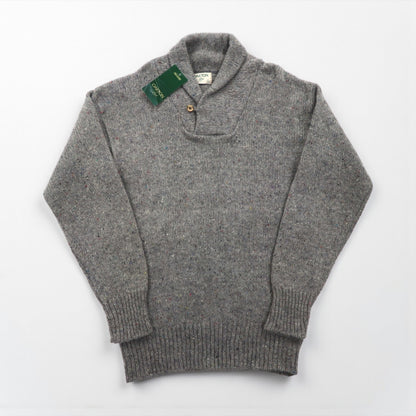 Sears 90s Made in USA Shawl Collar Knit Sweater, Size L, Gray Wool, Unused, Deadstock, Oakton