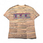 90年代 USA製 Yaga Rugz' シングルステッチ ヴィンテージ Tシャツ 2XL ピンク 総柄 ネイティブ柄