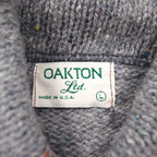 Sears 90年代 USA製 ショールカラー ニット セーター L グレー ウール 未使用品 デッドストック OAKTON