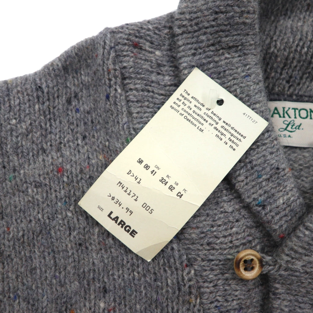 Sears 90年代 USA製 ショールカラー ニット セーター L グレー ウール 未使用品 デッドストック OAKTON