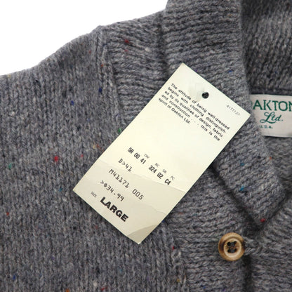 Sears 90s Made in USA Shawl Collar Knit Sweater, Size L, Gray Wool, Unused, Deadstock, Oakton