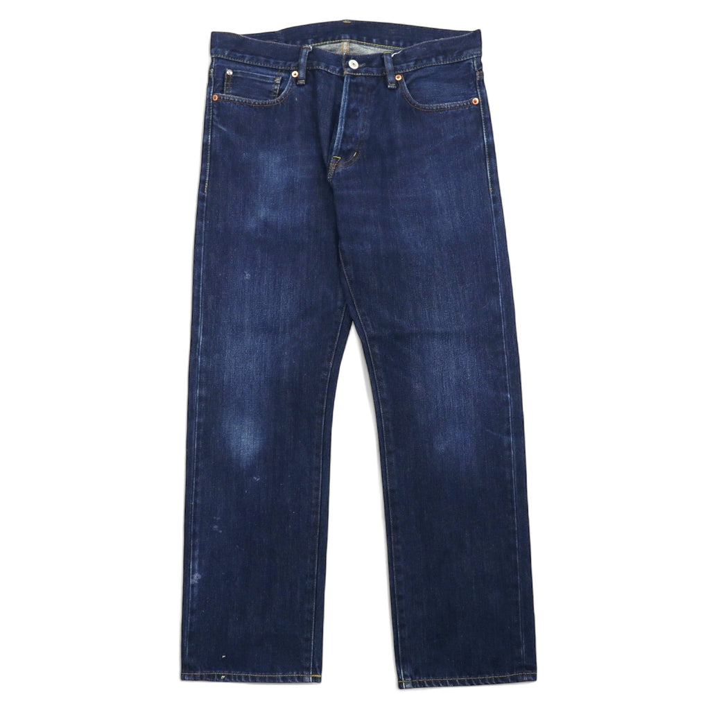 日本然リトテ-古着オンライン-DENIM & SUPPLY RALPH LAUREN リジッド デニムパンツ 32 ブルー 濃紺 STRAIGHT レザーパッチ ボタンフライ-DENIM & SUPPLY RALPH LAUREN Rigid Denim Pants 32 Blue Navy STRAIGHT Leather Patch Button Fly