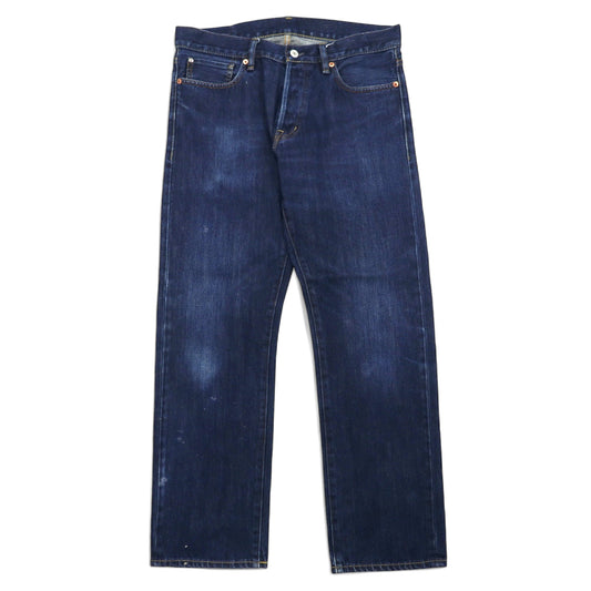 DENIM & SUPPLY RALPH LAUREN リジッド デニムパンツ 32 ブルー 濃紺 STRAIGHT レザーパッチ ボタンフライ