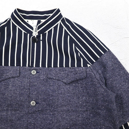 JUVENILE HALL ROLL CALL シャツ ジャケット FREE ネイビー ストライプ 日本製