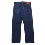 DENIM &amp; SUPPLY RALPH LAUREN Rigid Denim Pants Size 32 Blue Navy Straight Leather Patch Button Fly