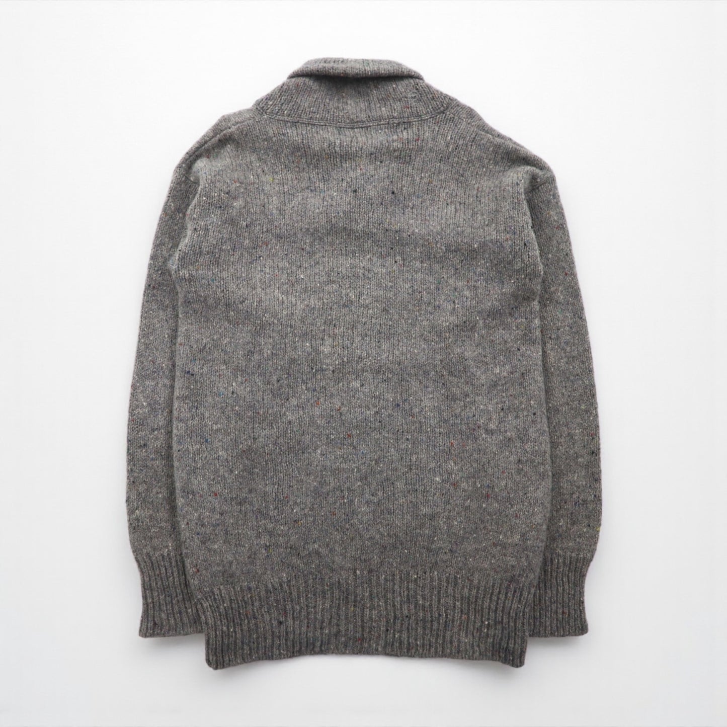 Sears 90s Made in USA Shawl Collar Knit Sweater, Size L, Gray Wool, Unused, Deadstock, Oakton