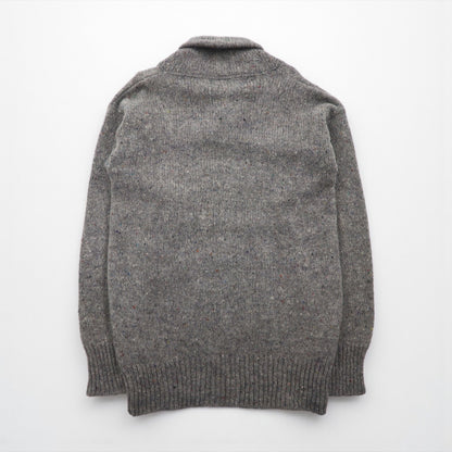 Sears 90s Made in USA Shawl Collar Knit Sweater, Size L, Gray Wool, Unused, Deadstock, Oakton