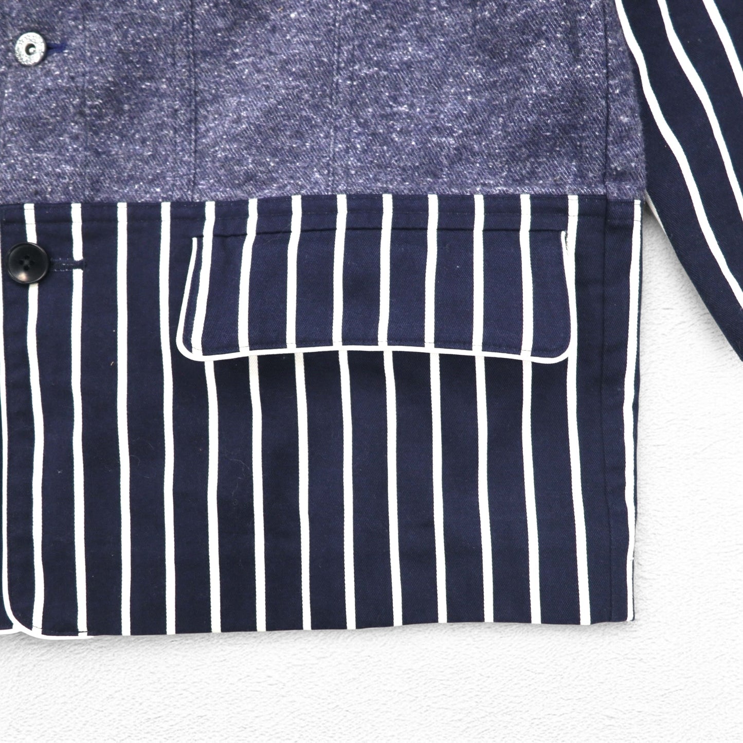JUVENILE HALL ROLL CALL シャツ ジャケット FREE ネイビー ストライプ 日本製