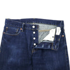 DENIM &amp; SUPPLY RALPH LAUREN Rigid Denim Pants Size 32 Blue Navy Straight Leather Patch Button Fly