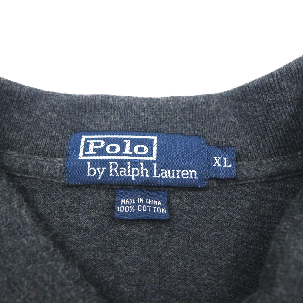 Polo Ralph Lauren 90s Oversized Long Sleeve Polo Shirt, Rugby Shirt, XL, Gray, Pique, Small Pony Embroidery