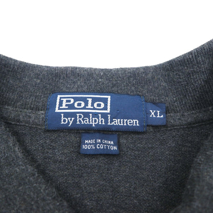 Polo Ralph Lauren 90s Oversized Long Sleeve Polo Shirt, Rugby Shirt, XL, Gray, Pique, Small Pony Embroidery