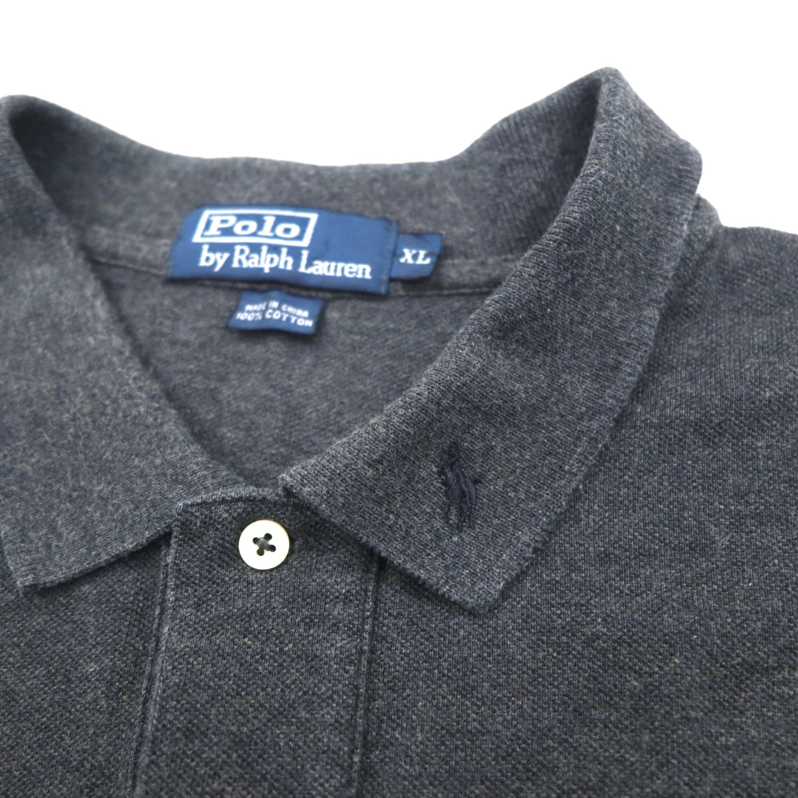 Polo Ralph Lauren 90s Oversized Long Sleeve Polo Shirt, Rugby Shirt, XL, Gray, Pique, Small Pony Embroidery