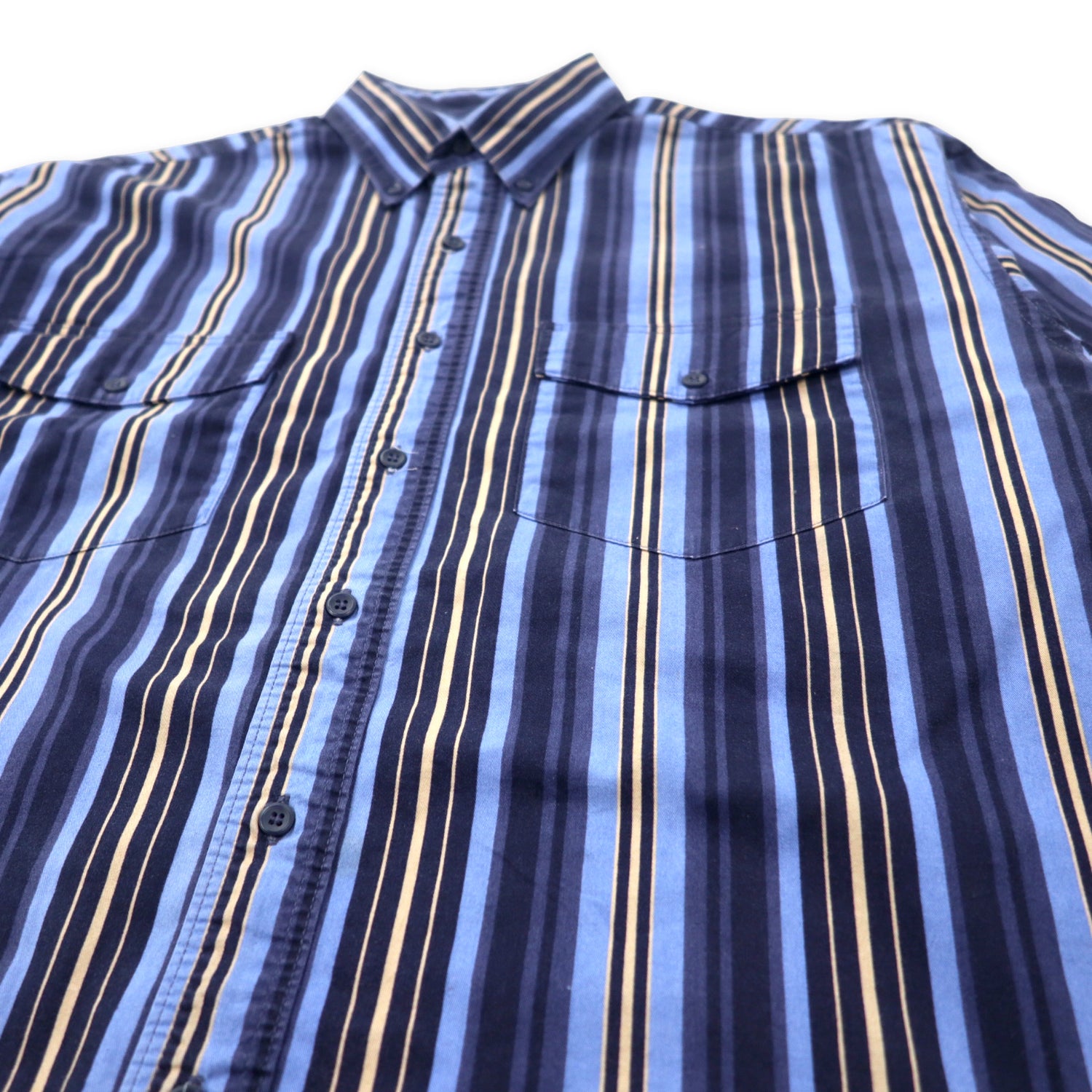 WRANGLER 90s Button-Down Shirts XL Navy Striped Cotton Big Size 