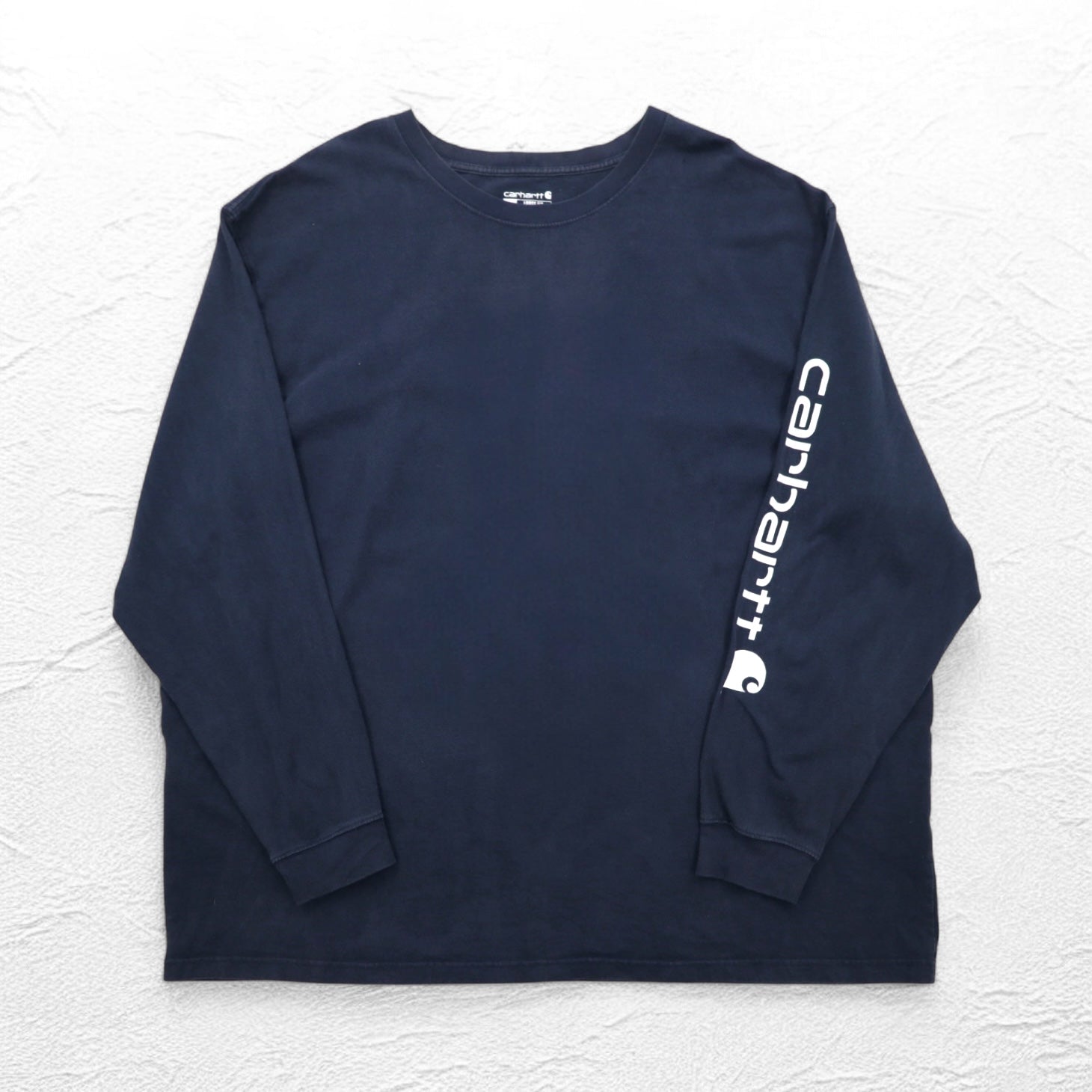 Carhartt Long Sleeve T-Shirt, 4XL, Navy, Sleeve Print, Logo, Big Size