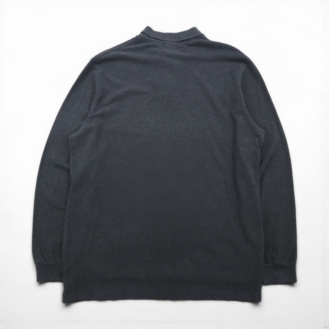 Polo Ralph Lauren 90s Oversized Long Sleeve Polo Shirt, Rugby Shirt, XL, Gray, Pique, Small Pony Embroidery