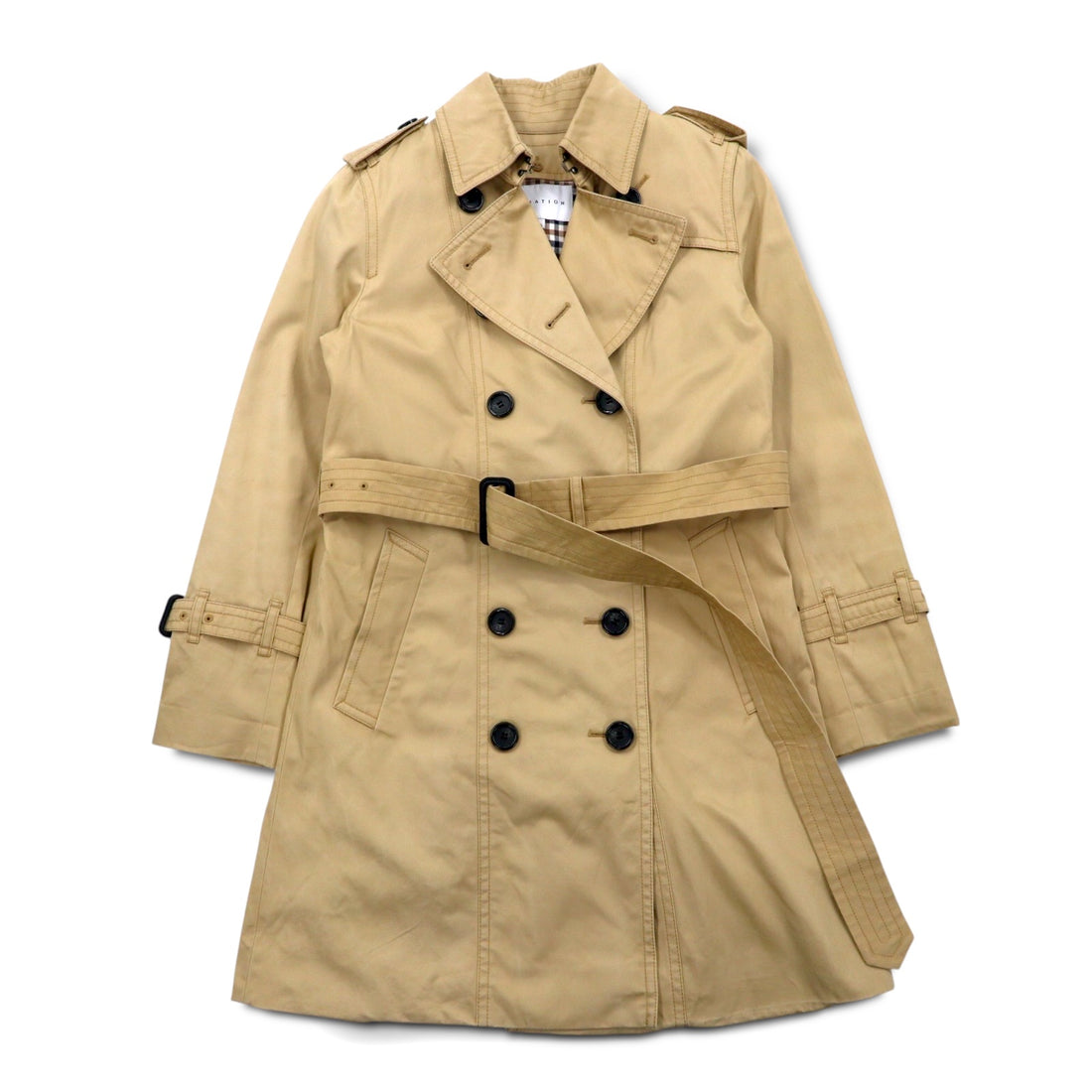 ESTNATION Double Breasted Trench Coat S Beige Detachable Liner Belt Included 61-109-01-0100023