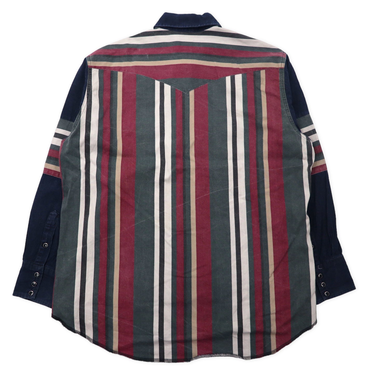 Wrangler 90年代 デニム ウエスタンシャツ XL ネイビー 濃紺 切り替え ストライプ ビッグサイズ