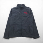Eddie Bauer fleece-lined softshell jacket, size M, gray, American company, with embroidered accents
