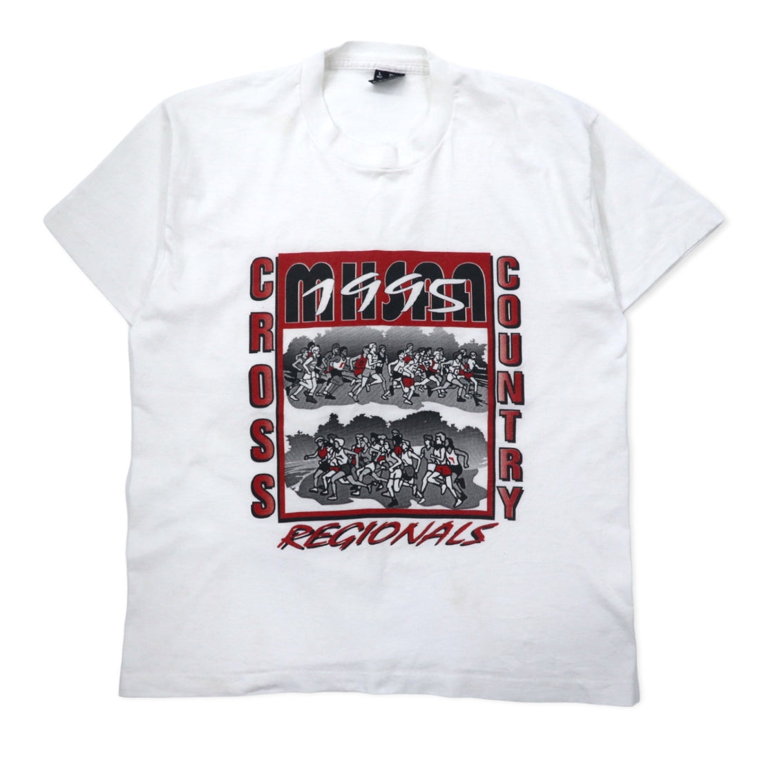 日本然リトテ-古着オンライン-FRUIT OF THE LOOM USA製 90年代 プリント Tシャツ L ホワイト コットン CROSS COUNTRY-FRUIT OF THE LOOM USA Made 90's Print T-Shirt L White Cotton CROSS COUNTRY