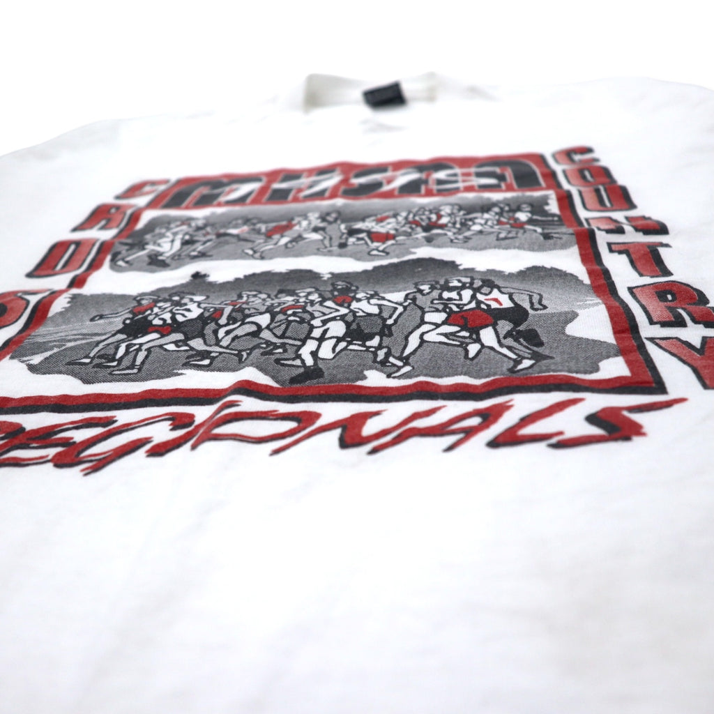 FRUIT OF THE LOOM USA製 90年代 プリント Tシャツ L ホワイト コットン CROSS COUNTRY