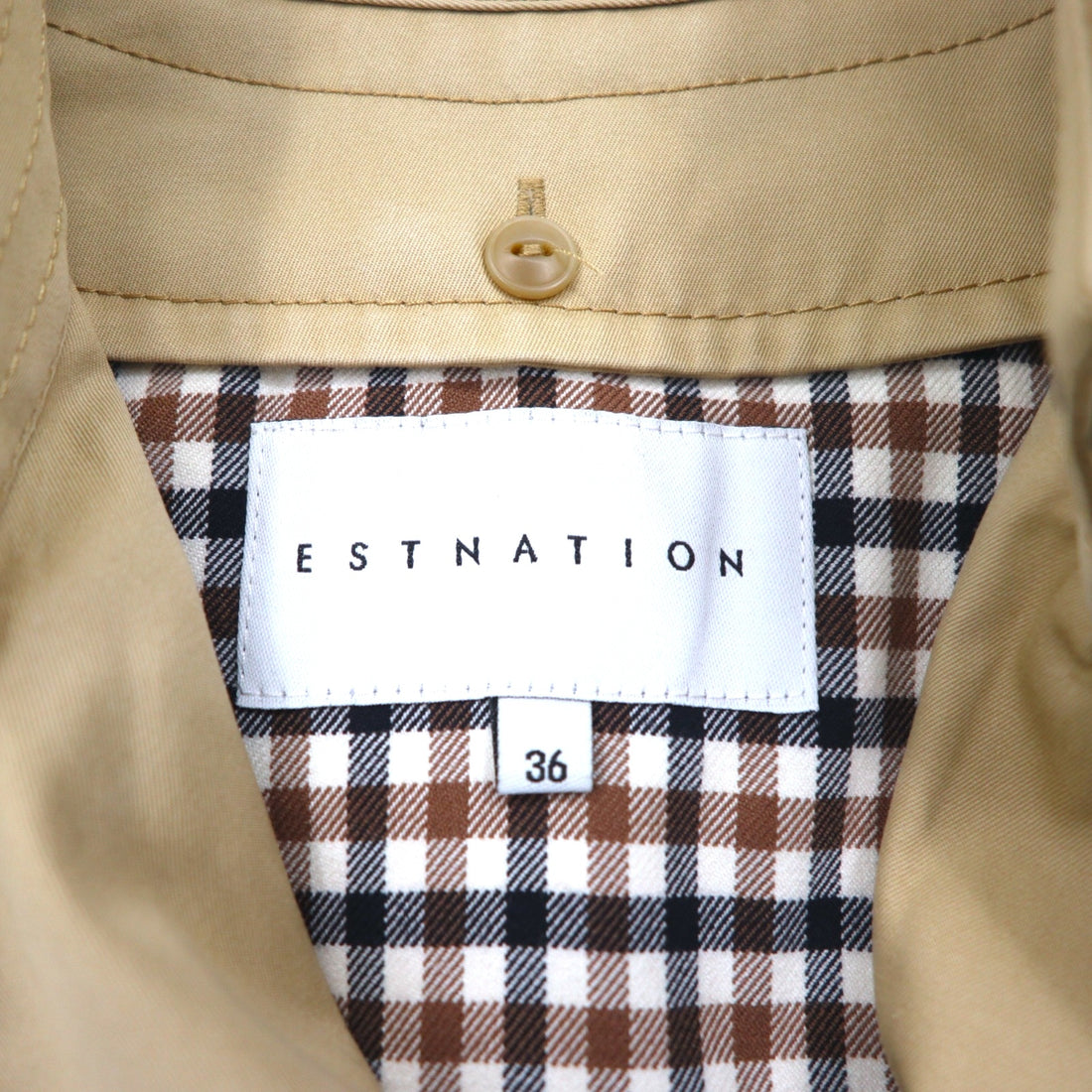 ESTNATION Double Breasted Trench Coat S Beige Detachable Liner Belt Included 61-109-01-0100023