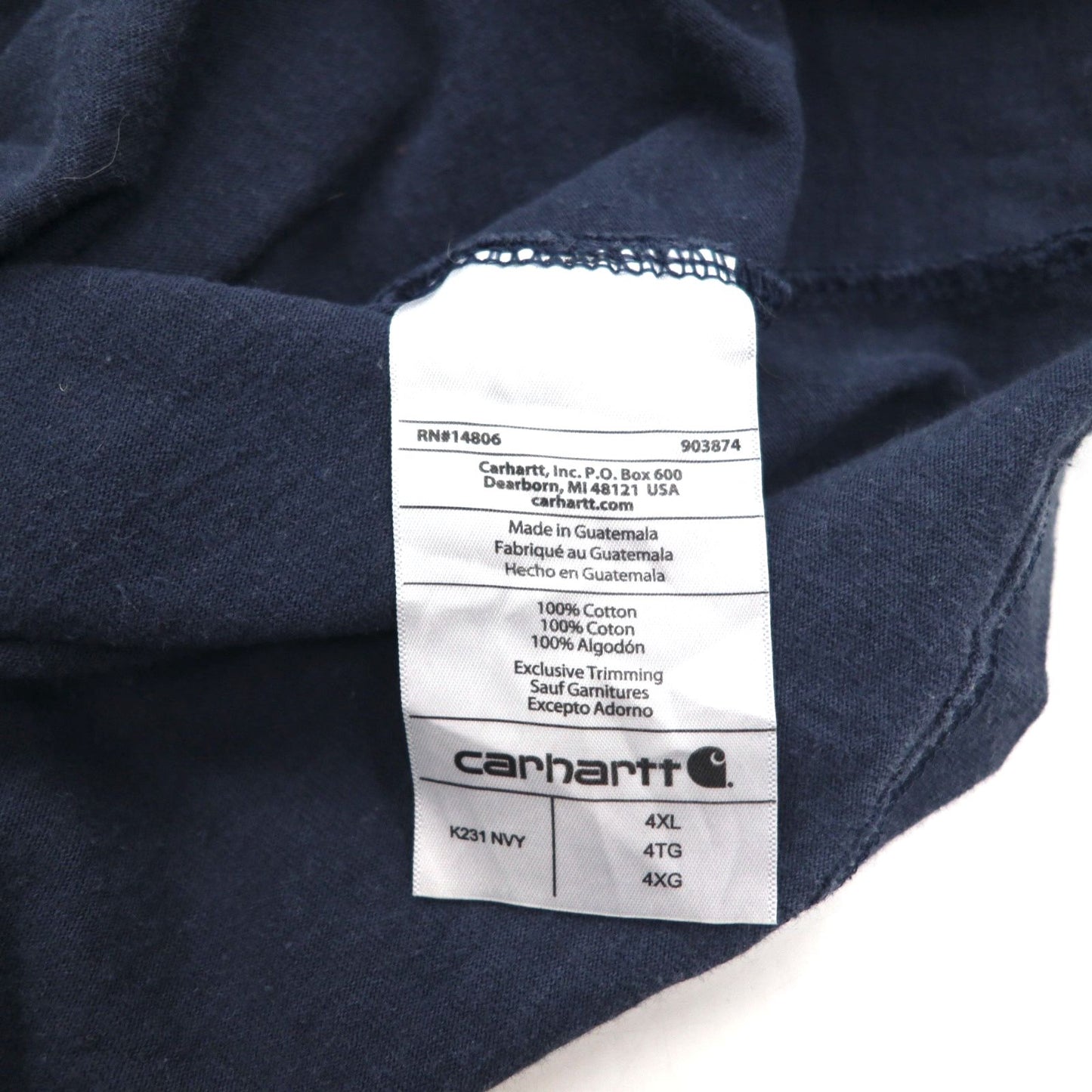 carhartt ロングスリーブ Tシャツ ロンT 4XL ネイビー 袖 プリント ロゴ ビッグサイズ