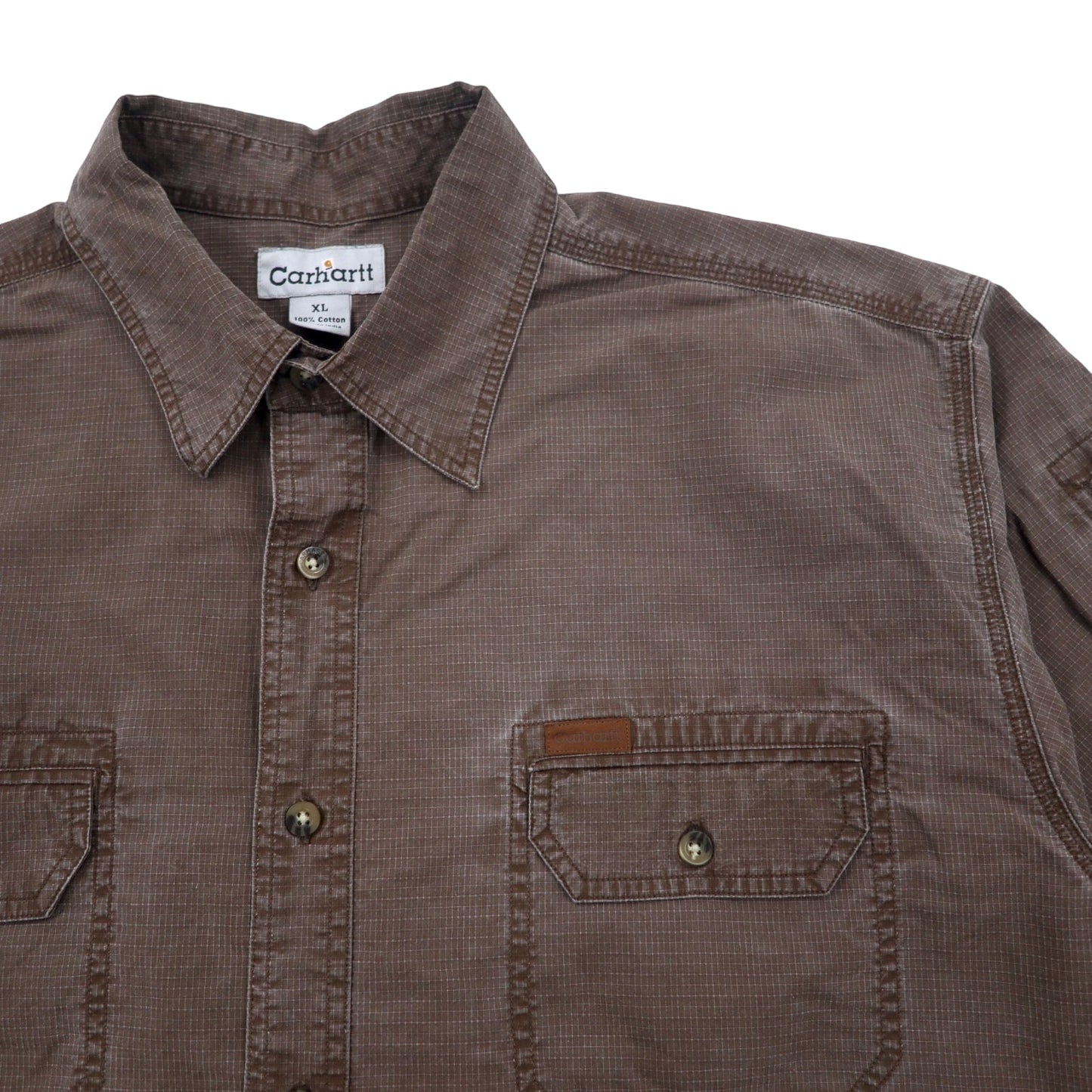 Carhartt 00年代 リップストップ ワークシャツ XL ブラウン コットン S143MCH