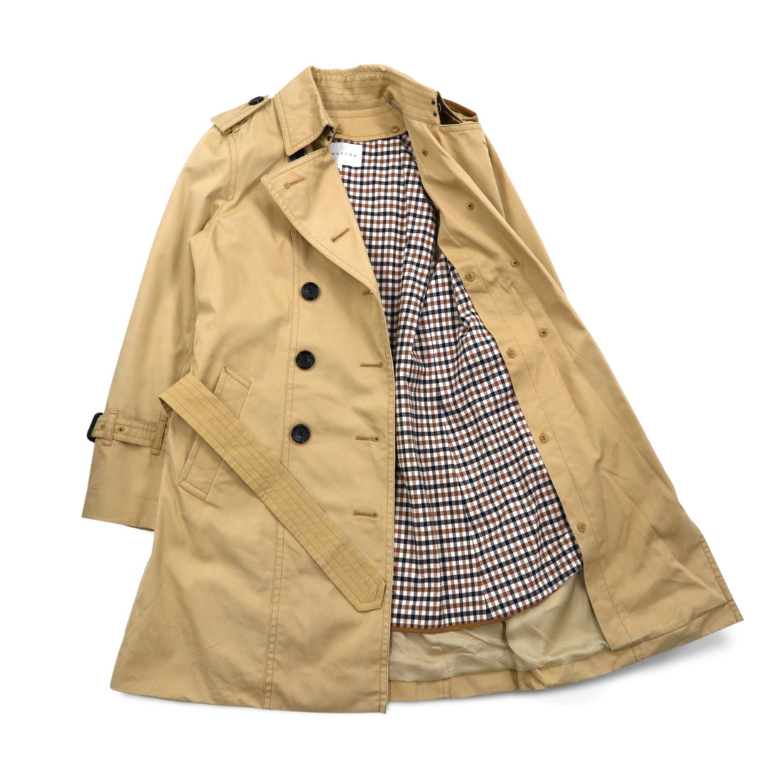 ESTNATION Double Breasted Trench Coat S Beige Detachable Liner Belt Included 61-109-01-0100023