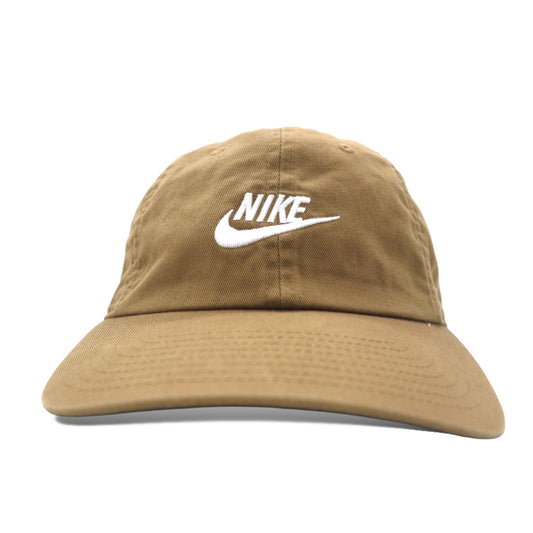 NIKE スウォッシュロゴ刺繍 6パネルキャップ ONE ベージュ コットン Heritage 86 Futura Washed Cap Dark Driftwood 913011-258