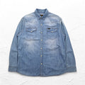 Lee denim western shirt L in indigo blue cotton chest pocket snap button