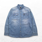 Lee denim western shirt L in indigo blue cotton chest pocket snap button