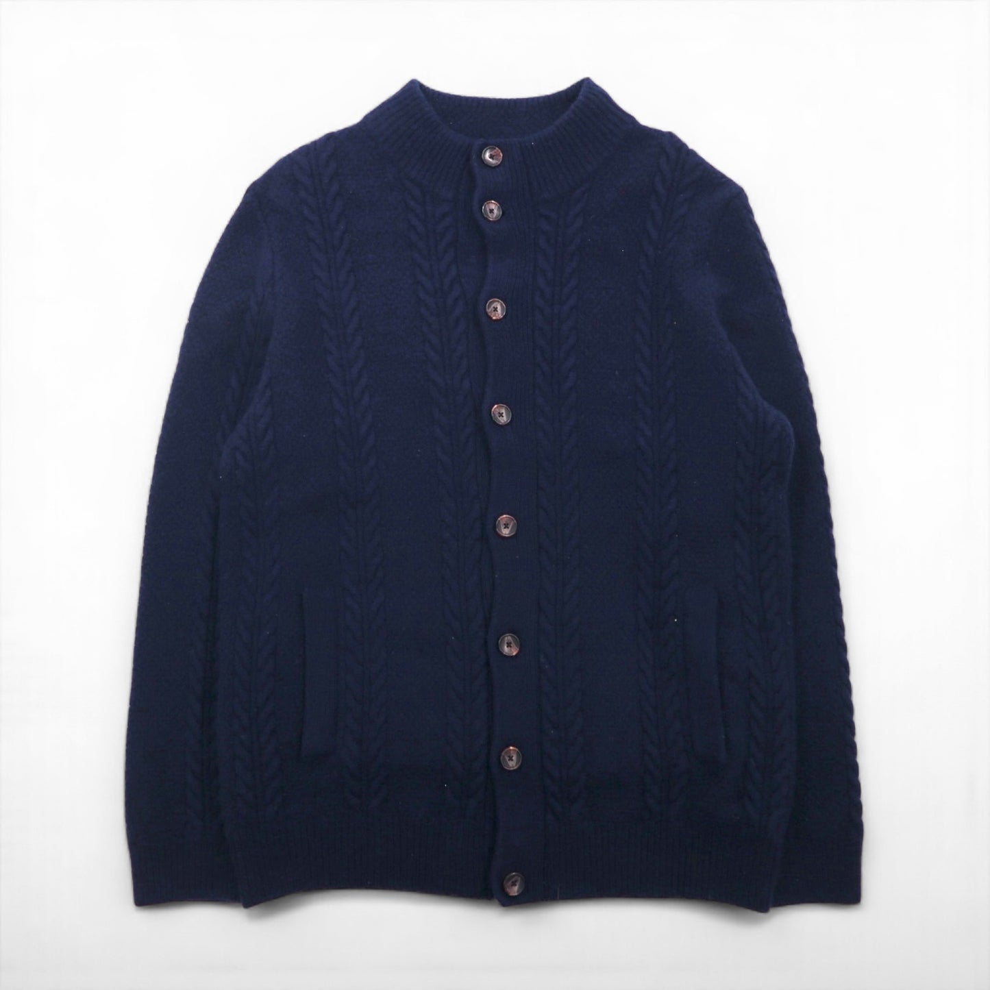 Vintage Fisherman Cardigan, Aran Knit Wool, Size L, Jos A Bank Elbow Patches