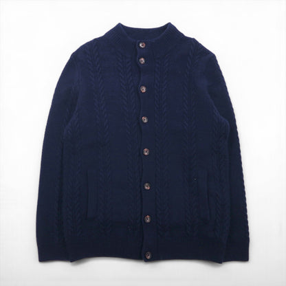 Vintage Fisherman Cardigan, Aran Knit Wool, Size L, Jos A Bank Elbow Patches