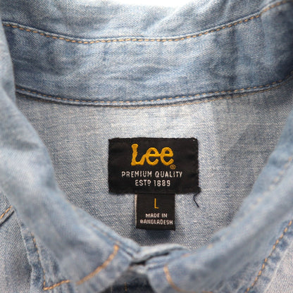 Lee デニム ウエスタンシャツ L インディゴ ブルー コットン 胸ポケット スナップボタン