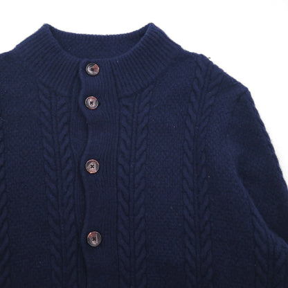 Vintage Fisherman Cardigan, Aran Knit Wool, Size L, Jos A Bank Elbow Patches