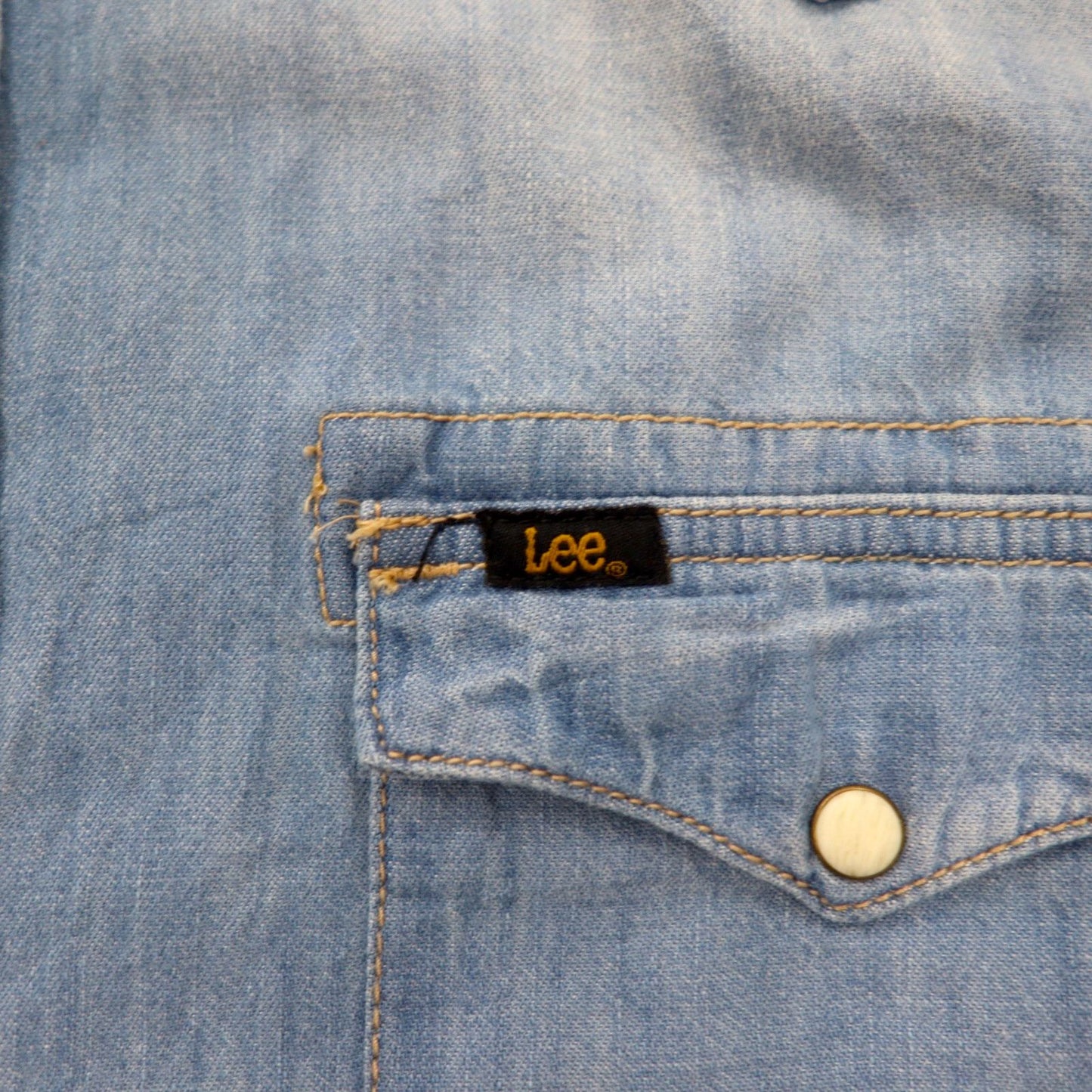 Lee デニム ウエスタンシャツ L インディゴ ブルー コットン 胸ポケット スナップボタン