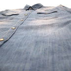 Lee denim western shirt L in indigo blue cotton chest pocket snap button