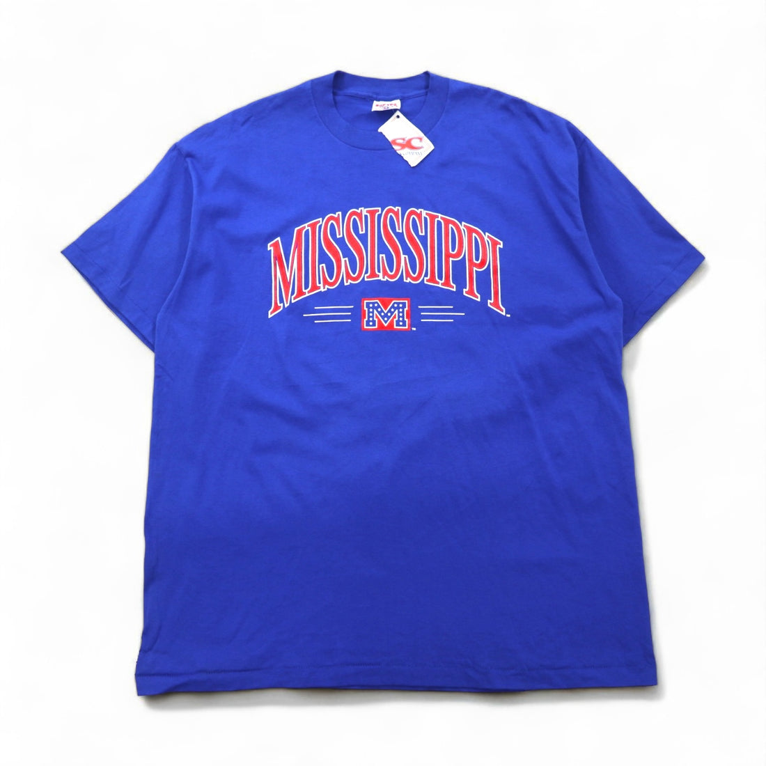 90年代 USA製 SOF TEE シングルステッチ ヴィンテージ Tシャツ 2XL ブルー コットン MISSISSIPPI アーチロゴ TEE JAYS