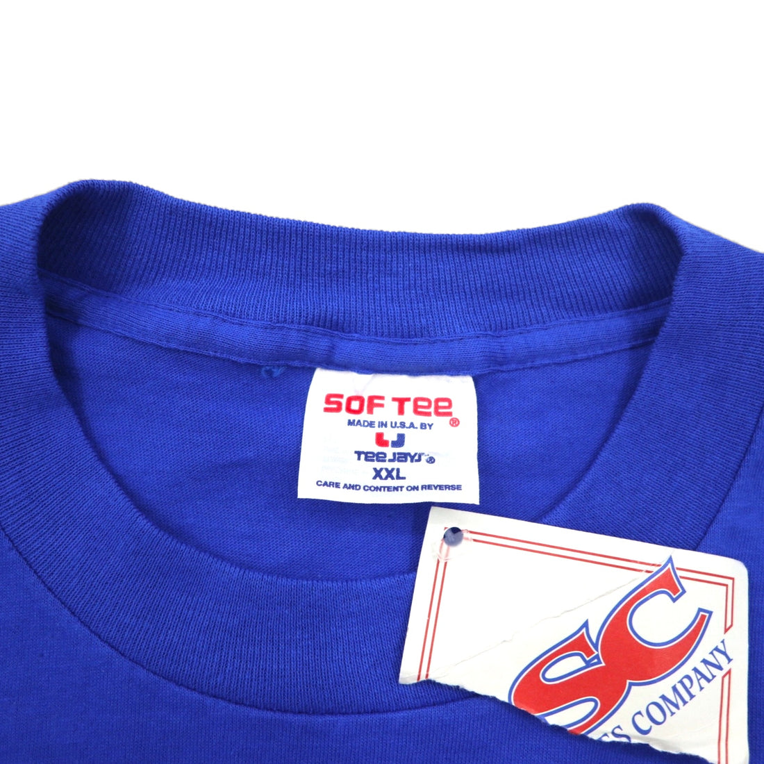 90年代 USA製 SOF TEE シングルステッチ ヴィンテージ Tシャツ 2XL ブルー コットン MISSISSIPPI アーチロゴ TEE JAYS