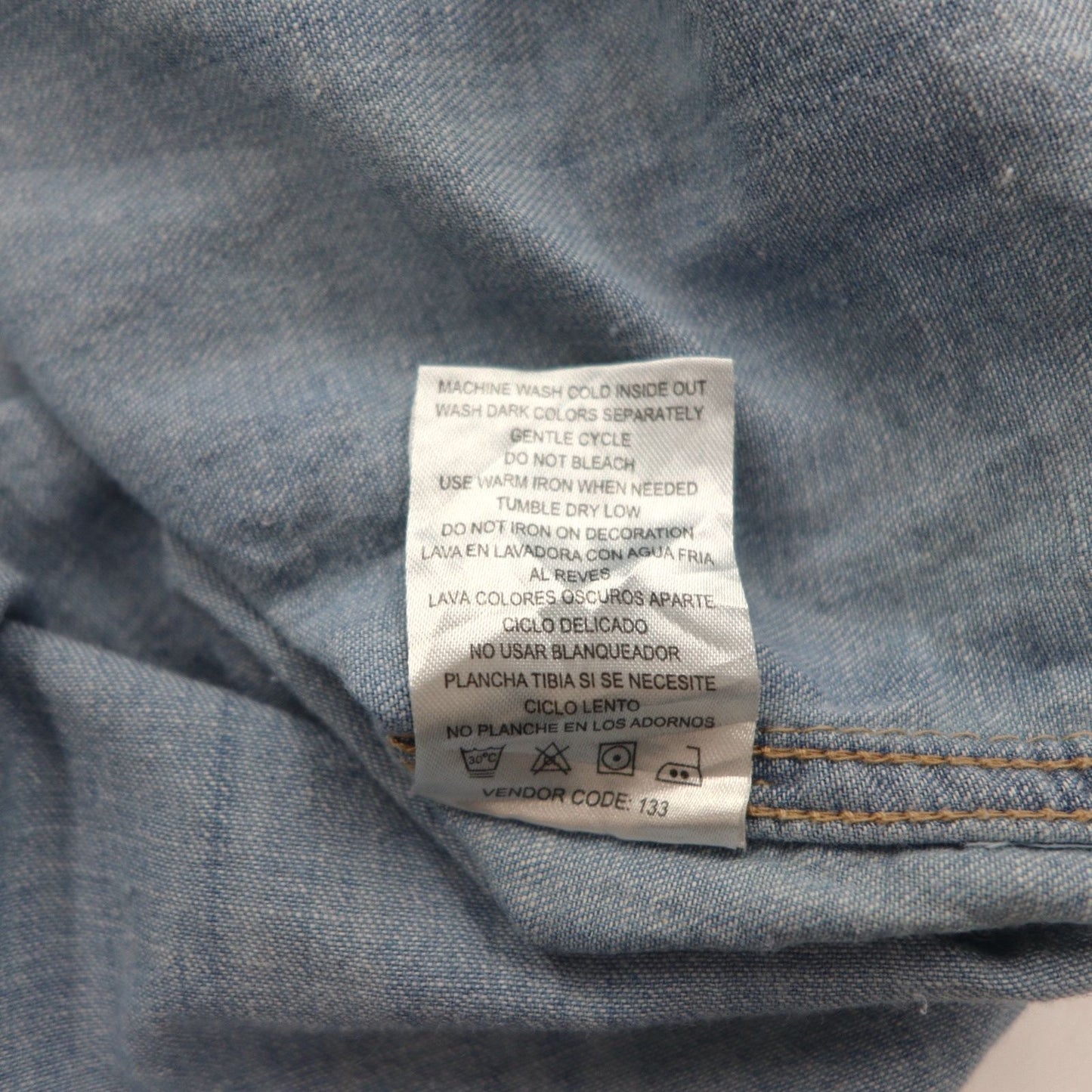 Lee デニム ウエスタンシャツ L インディゴ ブルー コットン 胸ポケット スナップボタン