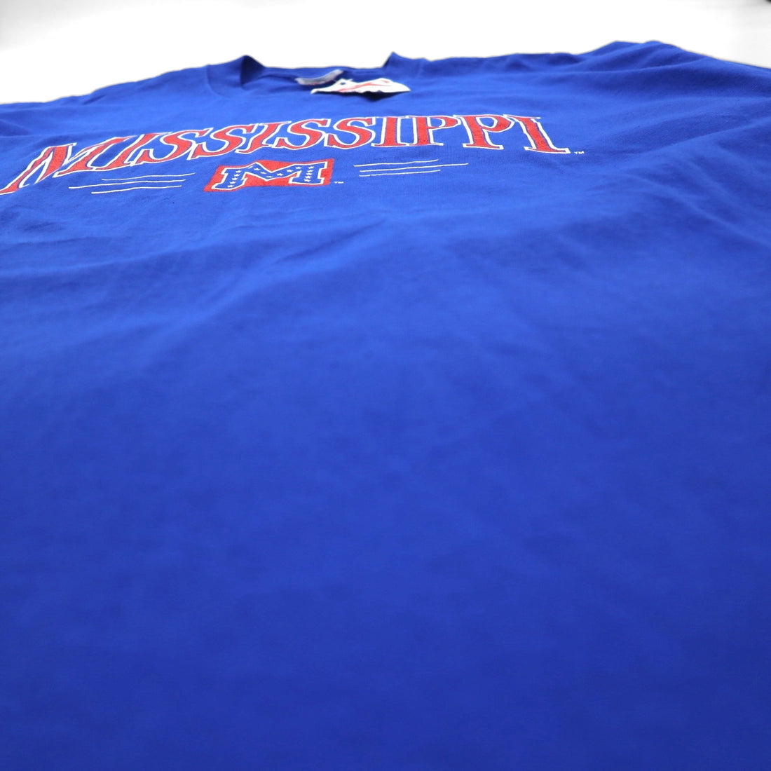 90年代 USA製 SOF TEE シングルステッチ ヴィンテージ Tシャツ 2XL ブルー コットン MISSISSIPPI アーチロゴ TEE JAYS