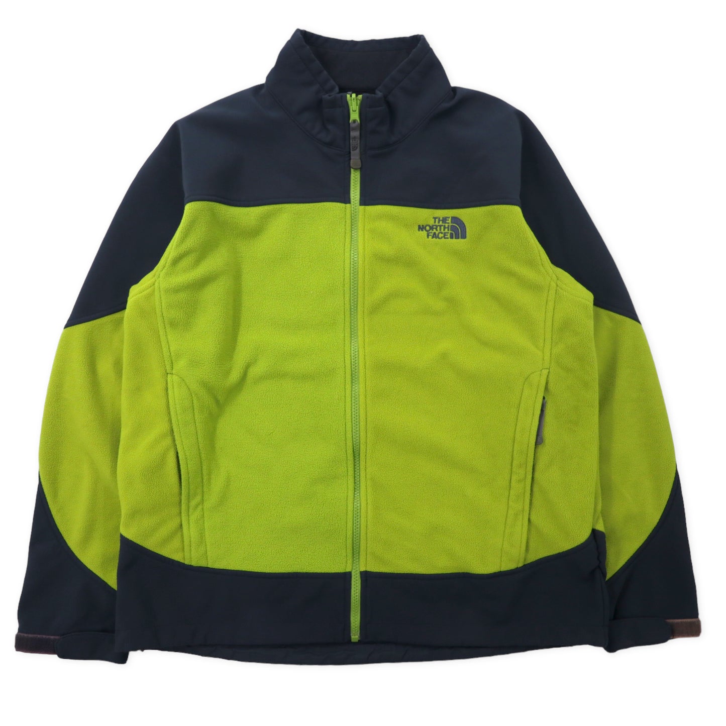 THE NORTH FACE Wind stopper FLEECE Jacket L Green Gray Polyester logo  embroidery Windstopper